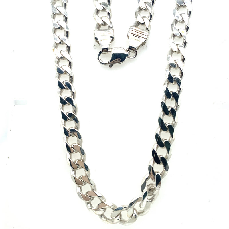 SILVER 57CM DIAMOND CUT CURB LINK CHAIN