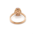 10CT ROSE GOLD SYNTHETIC PINK SAPPHIRE SURROUNDED BY DIAMONDS DRESS RING