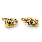 18CT YELLOW GOLD SAPPHIRES SET IN THE FONT OF TWIST STYLE EARRING