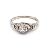 18CT WHITE GOLD & PLATINUM MIX FILIGREE DIAMOND DRESS RING VALUED @ $ 1799