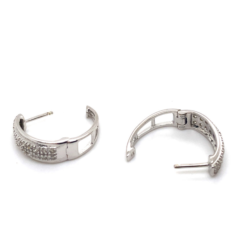 9CT WHITE GOLD DIAMONDS SET IN HUGGIE STYLE EARRINGS