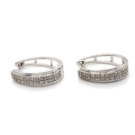 9CT WHITE GOLD DIAMONDS SET IN HUGGIE STYLE EARRINGS