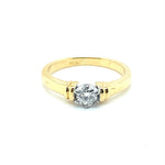 18CT YELLOW & WHITE GOLD THICKENED TOP DIAMOND DRESS RING VALUED @ $2899