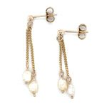 9ct YELLOW GOLD BAROQUE PEARL SET DROP EARRINGS