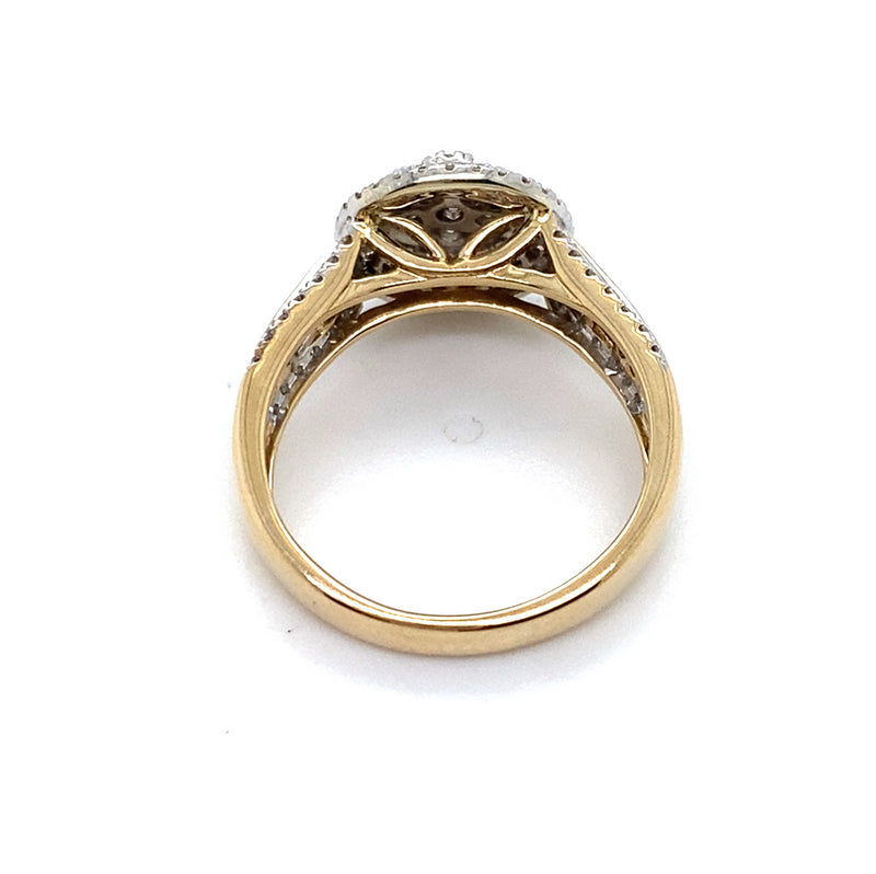 9CT YELLOW & WHITE GOLD FLOW UP STYLE DIAMOND DRESS RING VALUED @ $2999