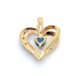 9CT YELLOW GOLD TOPAZ & DIAMOND SET IN DOUBLE HEART SHAPE PENDANT