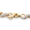 9CT YELLOW GOLD 20CM CUBIC ZIRCONIAS SET IN SWIRL LINK BRACELET