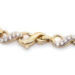 9CT YELLOW GOLD 20CM CUBIC ZIRCONIAS SET IN SWIRL LINK BRACELET