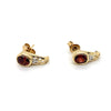 9CT YELLOW GOLD GARNET & DIAMOND STUD EARRING