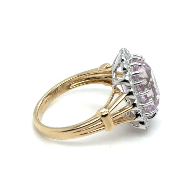 14ct YELLOW GOLD PINK KUNZITE & DIAMOND RING VALUED: $3399