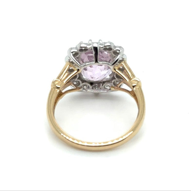 14ct YELLOW GOLD PINK KUNZITE & DIAMOND RING VALUED: $3399