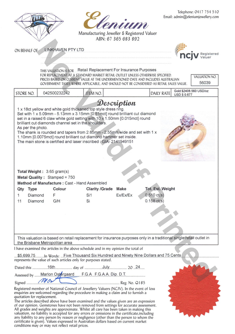 18ct YELLOW GOLD DIAMOND DRESS RING TDW: 0.66ct VAL: $5699