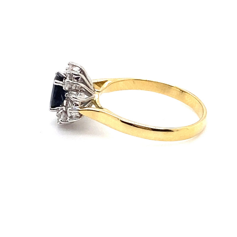 18CT YELLOW & WHITE GOLD AUSTRALIAN SAPPHIRE & DIAMOND DRESS RING VALUED @ $3299