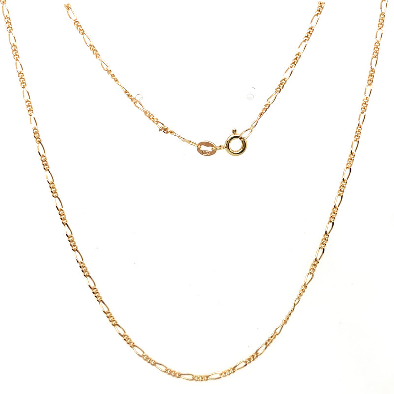 9CT YELLOW GOLD 50CM 3+1 FIGARO LINK CHAIN