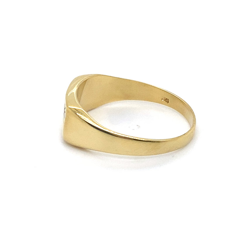 9CT YELLOW GOLD DIAMOND SET IN THICKENED TOP MENS DRESS RING