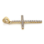 9CT YELLOW GOLD CUBIC ZIRCONIAS CLAW SET IN CROSS PENDANT