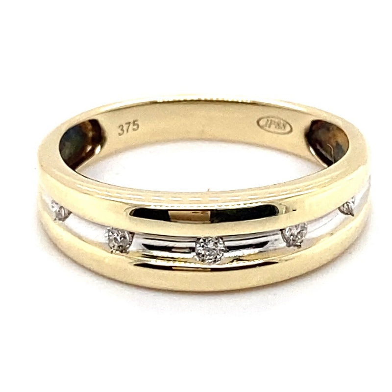 9CT YELLOW GOLD  CHANNEL SET DIAMONDS IN MENS DRESS RING TW2.4g