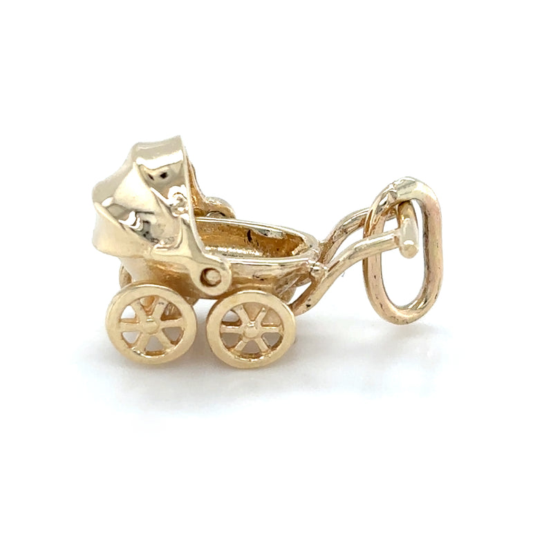 9ct YELLOW GOLD BASSINET PRAM PENDANT