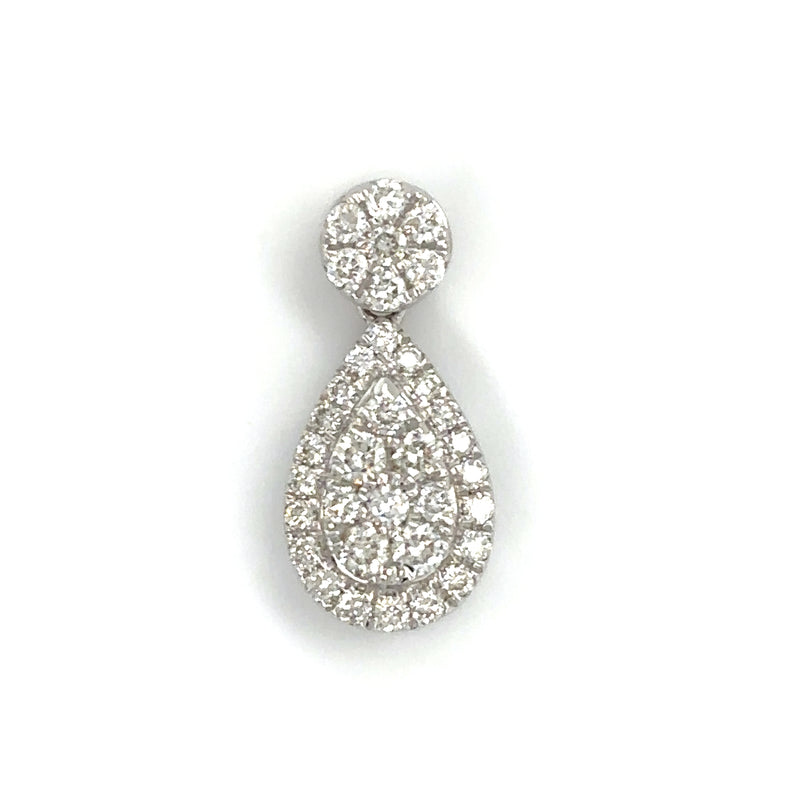 9ct WHITE GOLD DIAMOND DROP PENDANT