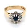 9CT YELLOW & WHITE GOLD SAPPHIRE & DIAMOND DRESS RING