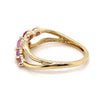 9CT YELLOW GOLD SYNTHETIC PINK SAPPHIRES & DIAMOND DRESS RING TW 1.5g