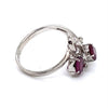 14CT WHITE GOLD SCROLL PATTERN DIAMOND & RUBIES DRESS RING VALUED @ $5799