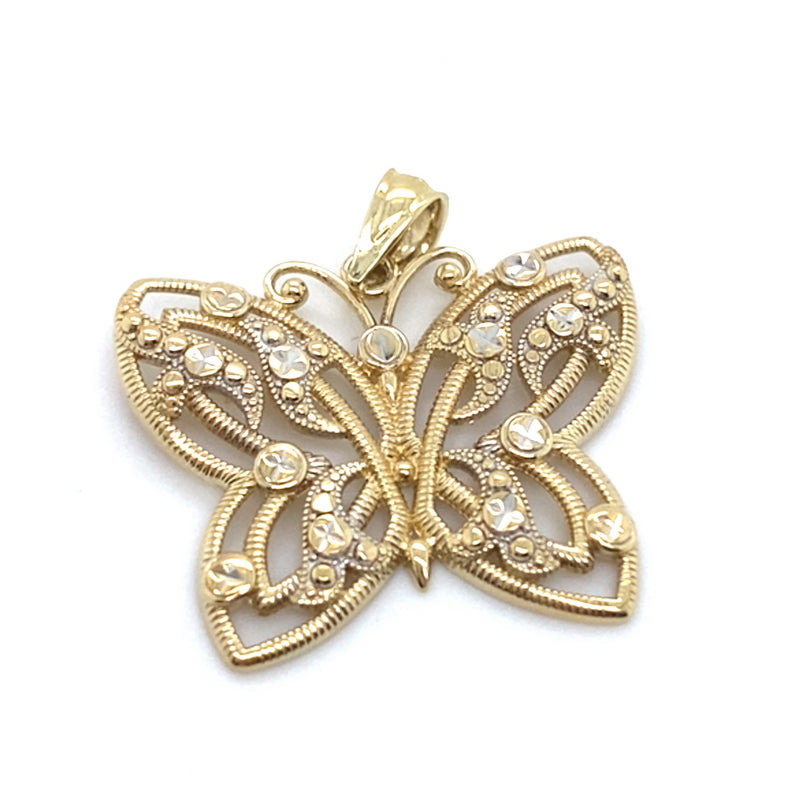 9CT YELLOW GOLD PATTERNED BUTTERFLY PENDANT