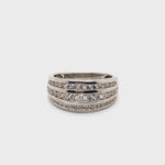 9CT WHITE GOLD THICKENED TOP CHANNEL SET DIAMOND DRESS RING VALUED @ $3299