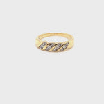 9CT YELLOW GOLD ROPE PATTERN DIAMOND DRESS RING VALUED @ $1499