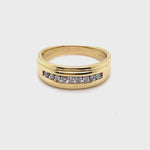 10CT YELLOW GOLD CHANNEL SET DIAMOND MENS DRESS RING VALUED @ $1799