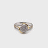 14CT YELLOW & WHITE GOLD SPLIT SHOULDER DIAMOND DRESS RING VALUED @ $3899