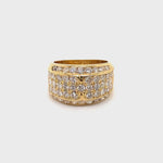 18CT YELLOW GOLD THICKENED TOP DIAMOND DRESS RING VALUED @ $6999