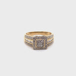 9CT YELLOW GOLD THICKENED TOP STYLE DIAMOND DRESS RING VALUED @ $1799