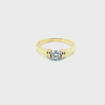 18CT YELLOW & WHITE GOLD THICKENED TOP DIAMOND DRESS RING VALUED @ $2899