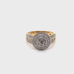 9CT YELLOW & WHITE GOLD FLOW UP STYLE DIAMOND DRESS RING VALUED @ $2999