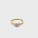 9CT YELLOW & WHITE GOLD DIAMOND CLUSTER DRESS RING VALUED @ $999