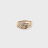 10CT YELLOW GOLD CROSS OVER PATTERN DIAMOND DRESS RING VALUED @ $1299