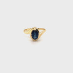 18CT YELLOW GOLD GALLERIED WRAP AROUND SAPPHIRE DRESS RING VALUED @ $1899