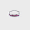 18CT WHITE GOLD CHANNEL SET PINK RUBY DRESS RING VALUED @ $1999