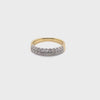 9CT YELLOW & WHITE GOLD DIAMONDS CLAW SET IN 2 ROWS DRESS RING VALUED @ $1899