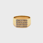 9CT YELLOW GOLD THICKENED TOP DIAMOND MENS DRESS RING VALUED @ $2299