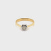 18CT YELLOW GOLD & PLATINUM PINCHED SHOULDER DIAMOND DRESS RING VALUED @ $4199