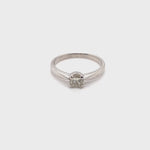 18CT WHITE GOLD PINCHED SHOULDER SOLITAIRE DIAMOND DRESS RING VALUED @ $3299