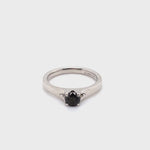 18CT WHITE GOLD THICKENED TOP TREATED BLACK DIAMOND DRESS RING VALUED @ $3099