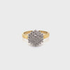 9CT YELLOW & WHITE GOLD THICKENED TOP DIAMOND DRESS RING VALUED @ $1899