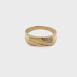 9CT YELLOW GOLD THICKENED TOP MENS DIAMOND DRESS RING VALUED @ $999