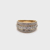 9CT YELLOW & WHITE GOLD THICKENED TOP DIAMOND DRESS RING VALUED @ $2099