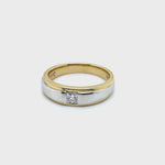 9CT YELLOW & WHITE GOLD THICKENED TOP STYLE DIAMOND DRESS RING VALUED @ $2199