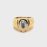 18CT YELLOW & WHITE GOLD GROOVE LINE PATTERN DIAMOND DRESS RING VALUED @ $12399