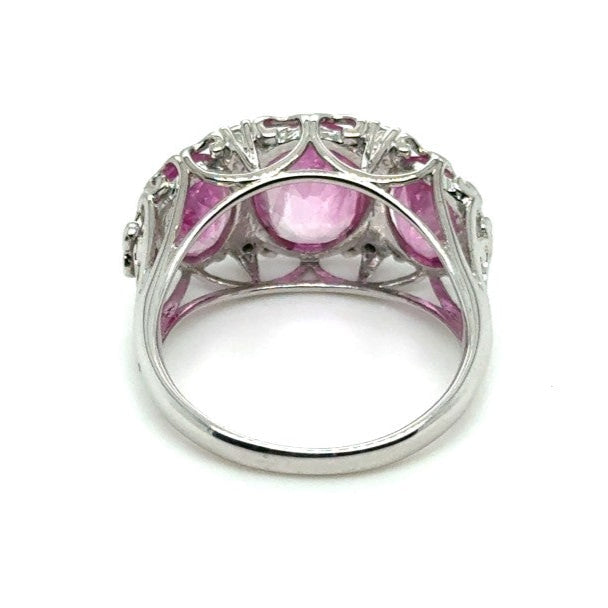 14ct WHITE GOLD PINK SAPPHIRE & DIAMOND RING VALUED: $11999